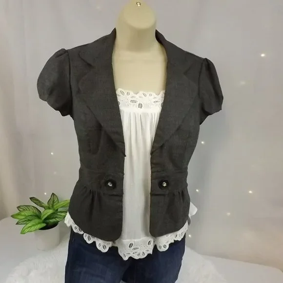 IZ Byer Black and White Tweed Fitted Blazer, Size M - Picture 2 of 13